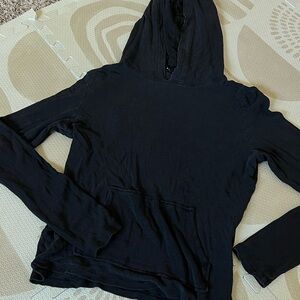 Good American ribbed Hooded Long Sleeve Top